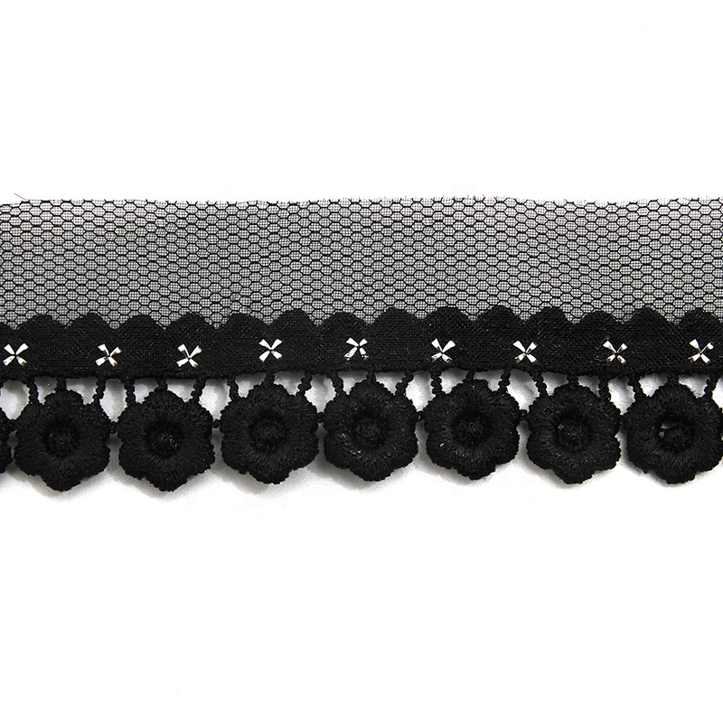 Wholesale 3.3cm Size Studs trim ribbon diy handmade costume dress sewing bead lace trim Design Rivets Trims