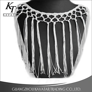 Kavatar Fashion Long Black Tassels Fringes Trim For Garment Decoration