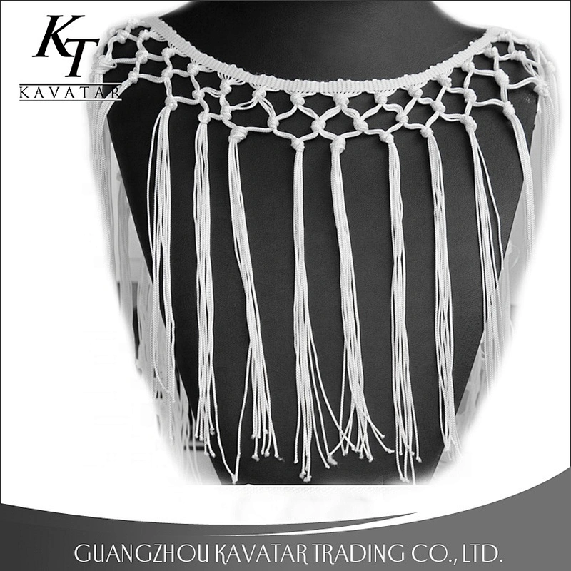 Kavatar Fashion Long Black Tassels Fringes Trim For Garment Decoration