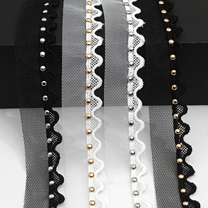 Wholesale 3.7cm Size Studs trim ribbon diy handmade costume dress sewing bead lace trim Design Rivets Trims