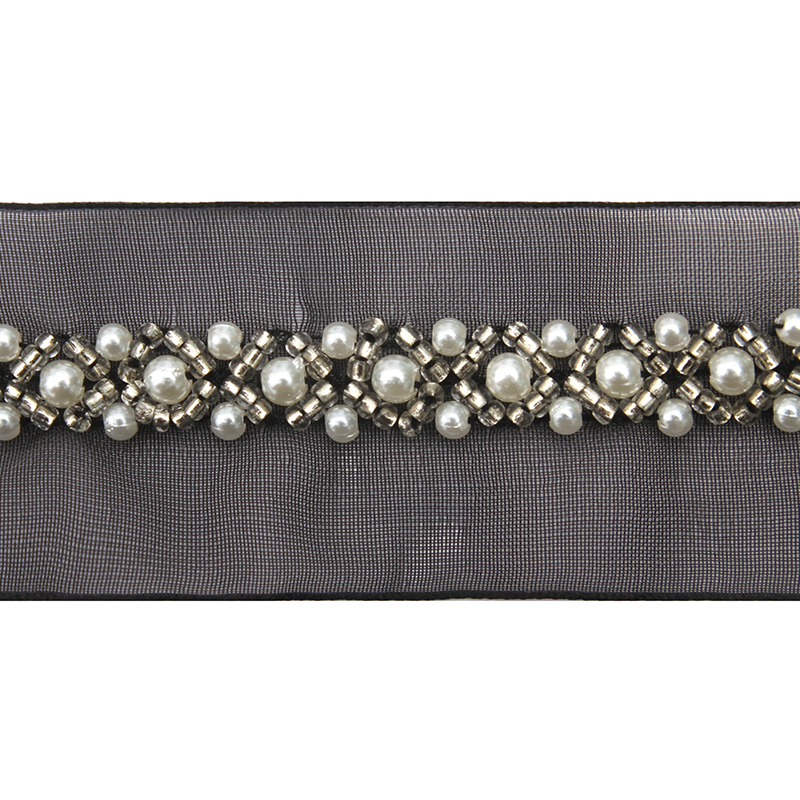 kavatar  wholesale new Handmade Bead lace Embroidered Tulle Trim wedding with Accessories Beads Crystals & Rhinestones