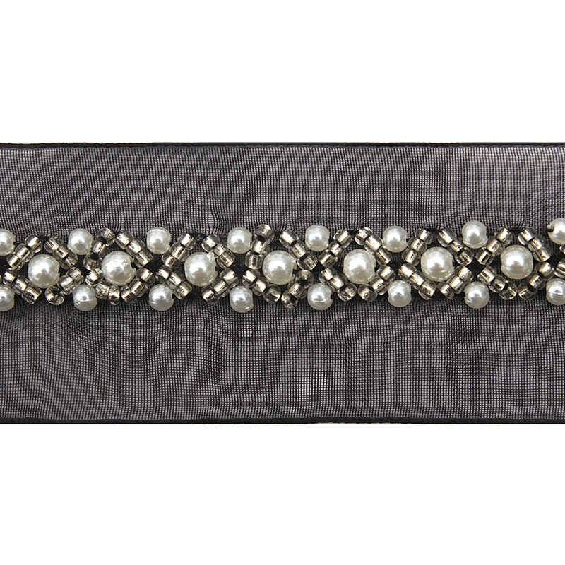 kavatar  wholesale new Handmade Bead lace Embroidered Tulle Trim wedding with Accessories Beads Crystals & Rhinestones