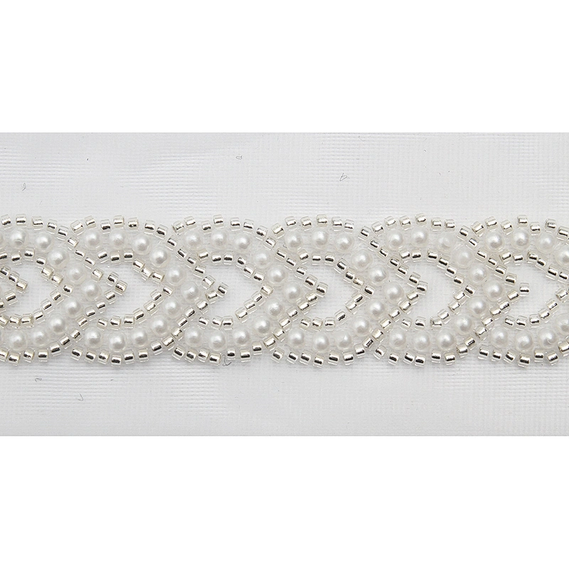 Wholesale Embroidery beaded lace trim 5.2 cm Mesh fabric lace trims beautiful Accessories for dress 3D wedding Designer
