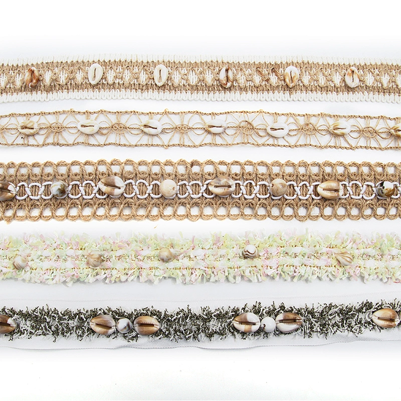 Shell shape Wholesale Personalized Multi lace trim pearl Embroidery Ribbon Cotton Ribbon trims and garment accessories