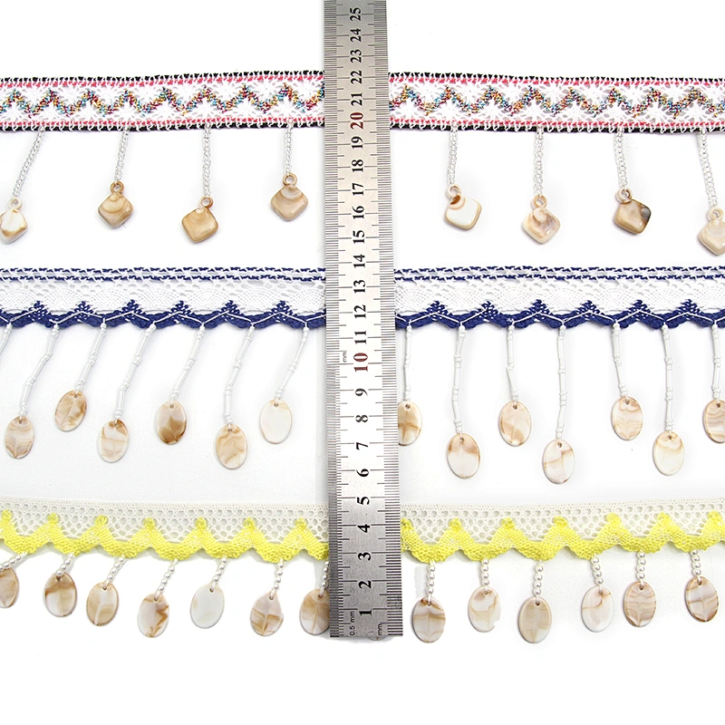 Wholesale tassels lace trim for garment rhinestone Pearl fringe tassel trimming  jute tassel trim