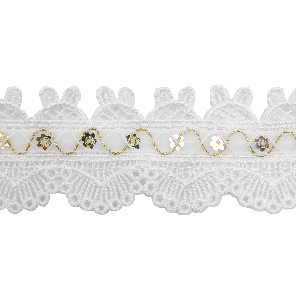 Wholesale sequins Lace Trim Water soluble lace white bridal lace trim Embroidery Sequin Tape For Dress cheap