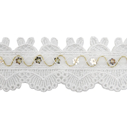 Wholesale sequins Lace Trim Water soluble lace white bridal lace trim Embroidery Sequin Tape For Dress cheap