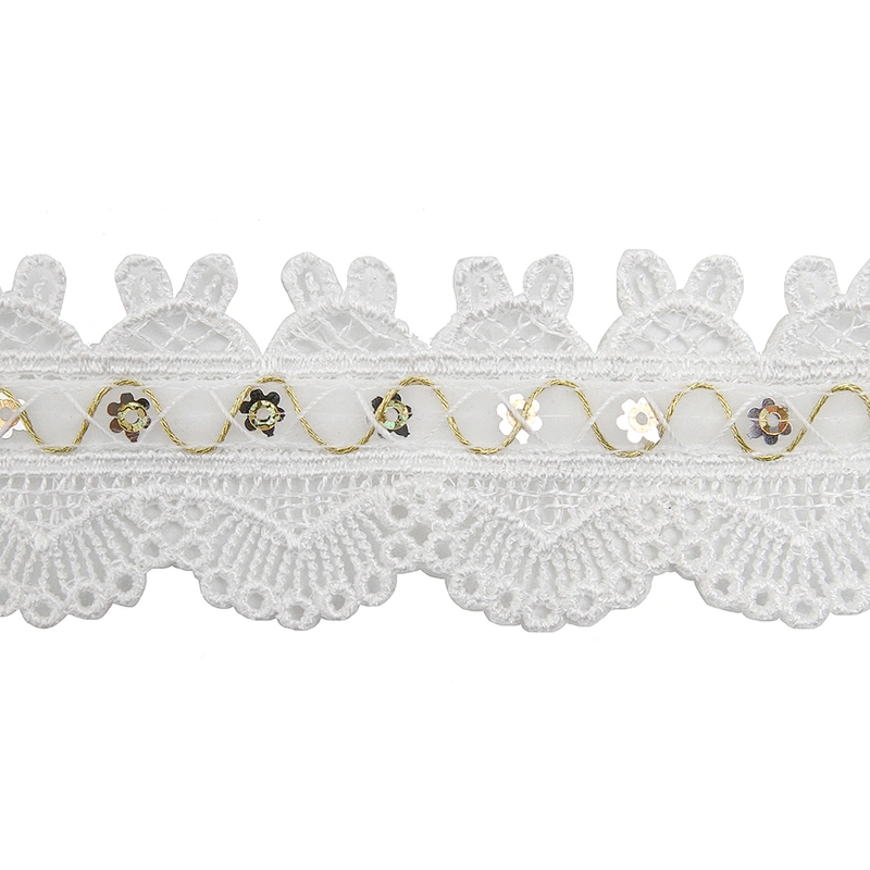 Wholesale sequins Lace Trim Water soluble lace white bridal lace trim Embroidery Sequin Tape For Dress cheap