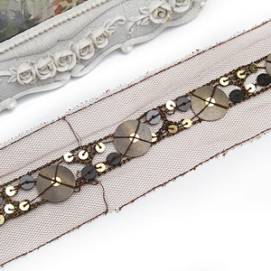 kavatar  wholesale new Handmade Bead lace Embroidered Tulle Trim wedding with Accessories Beads Rhinestones