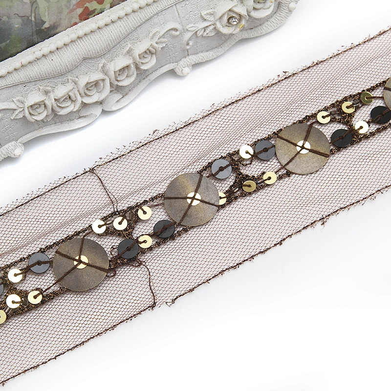 kavatar  wholesale new Handmade Bead lace Embroidered Tulle Trim wedding with Accessories Beads Rhinestones