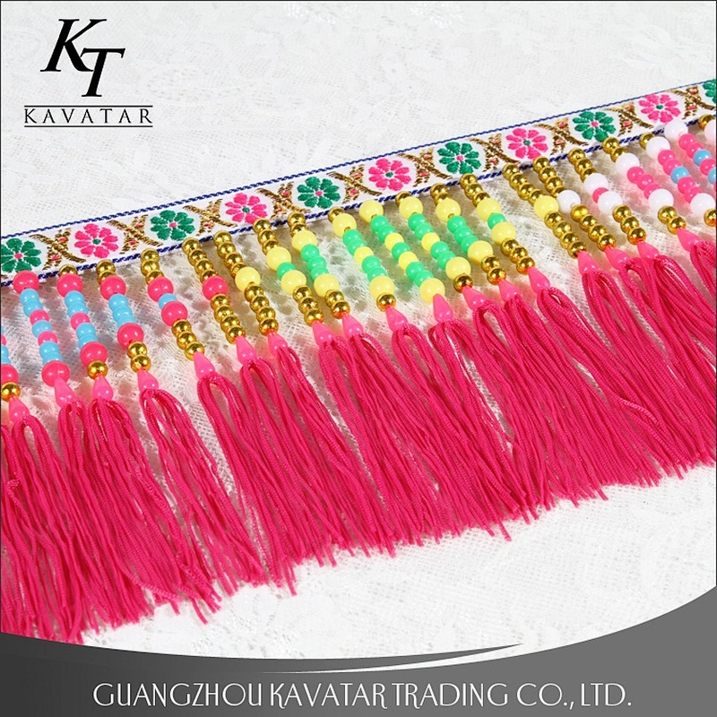 Fancy Multicolor Plastic Beaded Fringe For Decorative Garment