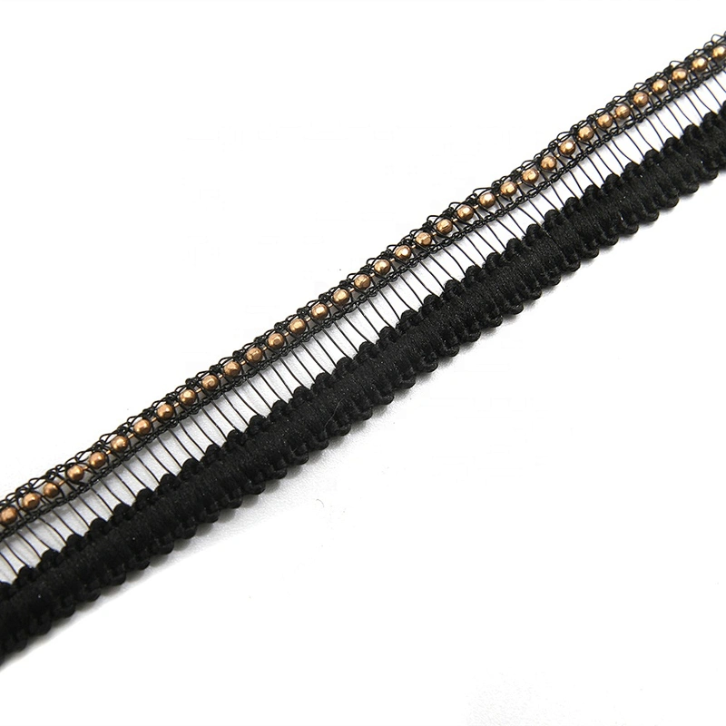Wholesale Chain lace trim beaded 1.2 cm Sew-On lace trim Polyester Lace trimmings for clothes  Accessories  Cotton