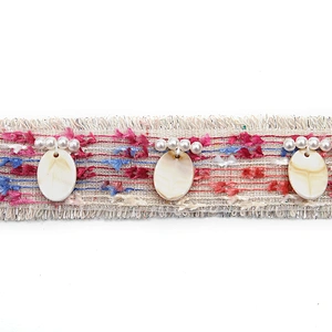 Shell shape Wholesale Personalized Multi lace trim pearl Embroidery Ribbon Cotton Ribbon trims and garment accessories
