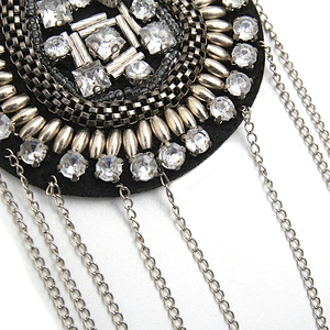 wholesale  designer badges cloth stickers Sew on for clothing accessories decoration 3D patch  rhinestone Metal Chain Tassel