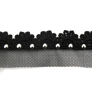 Wholesale 2.8cm Size Studs trim ribbon diy handmade costume dress sewing bead lace trim Design Rivets Trims