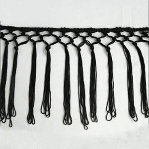 Kavatar Fashion Long Black Tassels Fringes Trim For Garment Decoration