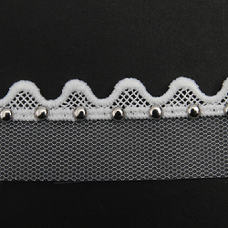 Wholesale 3.7cm Size Studs trim ribbon diy handmade costume dress sewing bead lace trim Design Rivets Trims