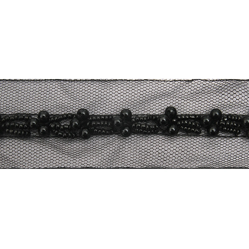 kavatar  wholesale new Handmade Bead lace Embroidered Tulle Trim wedding with Accessories Beads Crystals & Rhinestones