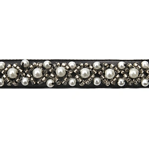 kavatar  wholesale new Handmade Bead lace Embroidered Tulle Trim wedding with Accessories Beads Crystals & Rhinestones
