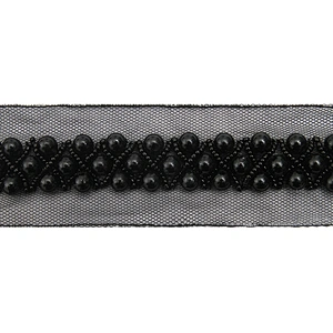 kavatar  wholesale new Handmade Bead lace Embroidered Tulle Trim wedding with Accessories Beads Crystals & Rhinestones