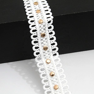 Wholesale 2.7cm Studs trim ribbon diy handmade costume dress sewing bead lace trim Design Rivets Trims