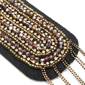 wholesale  designer badges cloth stickers Sew on for clothing accessories decoration 3D patch  rhinestone Metal Chain Tassel