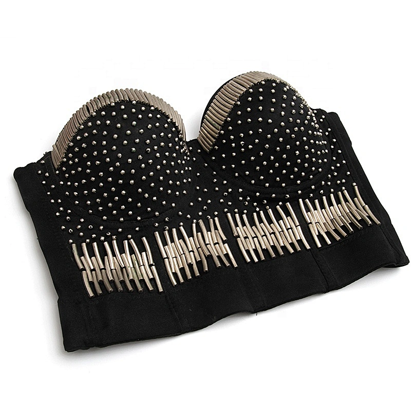 Kawaii High corset crop top sexy black women's handmade rhinestone diamond adult Erotic fashion sexy underwear