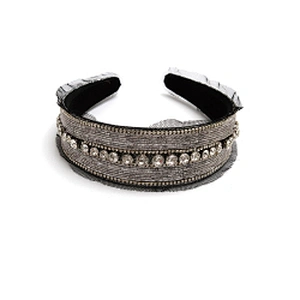 Multi Color Lux Velour Crystal And Rhinestone Cup chain Decorated women Headbands Adult headband