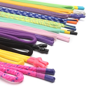 Wholesale  Cords Polyester Garment Drawstring rope Hoodie Rope flat rope Custom Garment Accessories Fashion Silicone End Tips