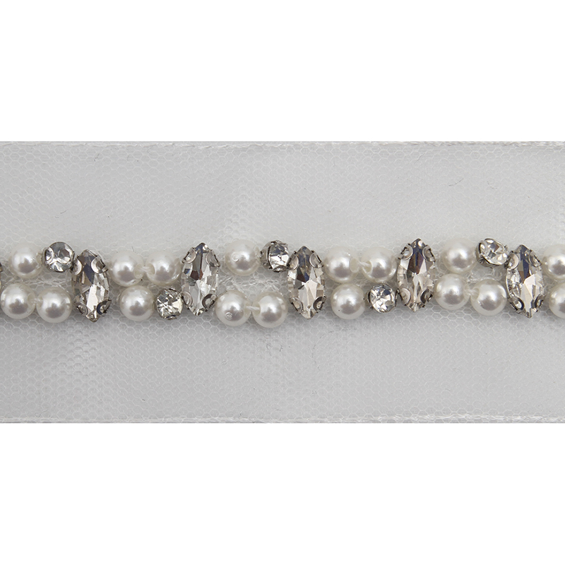 kavatar  wholesale new Handmade Bead lace Embroidered Tulle Trim wedding with Accessories Beads Crystals & Rhinestones