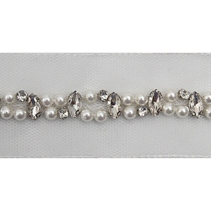 kavatar  wholesale new Handmade Bead lace Embroidered Tulle Trim wedding with Accessories Beads Crystals & Rhinestones