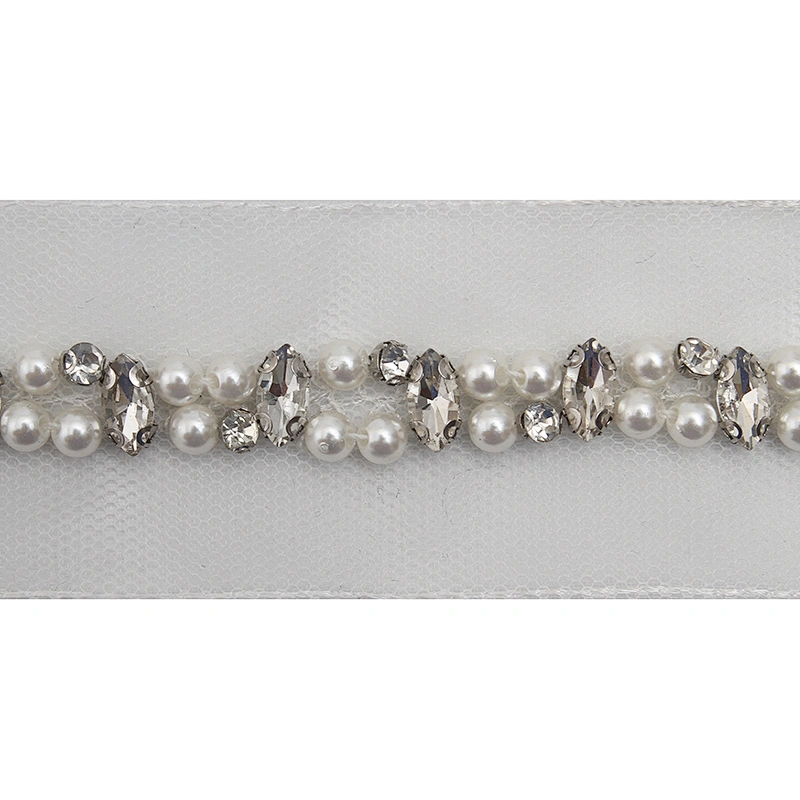 kavatar  wholesale new Handmade Bead lace Embroidered Tulle Trim wedding with Accessories Beads Crystals & Rhinestones