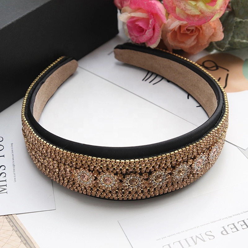 fashion headbands with rhinestones Wholesale JET MIXED CRYSTAL Topaz rhinestone chain Headband Hairbands DESIGNER HEADBANDS