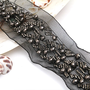 kavatar  wholesale new Handmade Bead lace Embroidered Tulle Trim wedding with Accessories Beads Crystals & Rhinestones