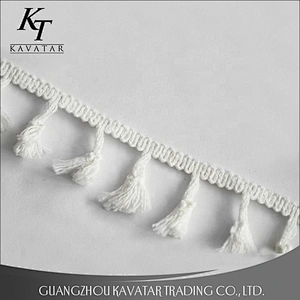 Kavatar Wholesale Customized Pure White Tassel Fringe For Garment Accessoires