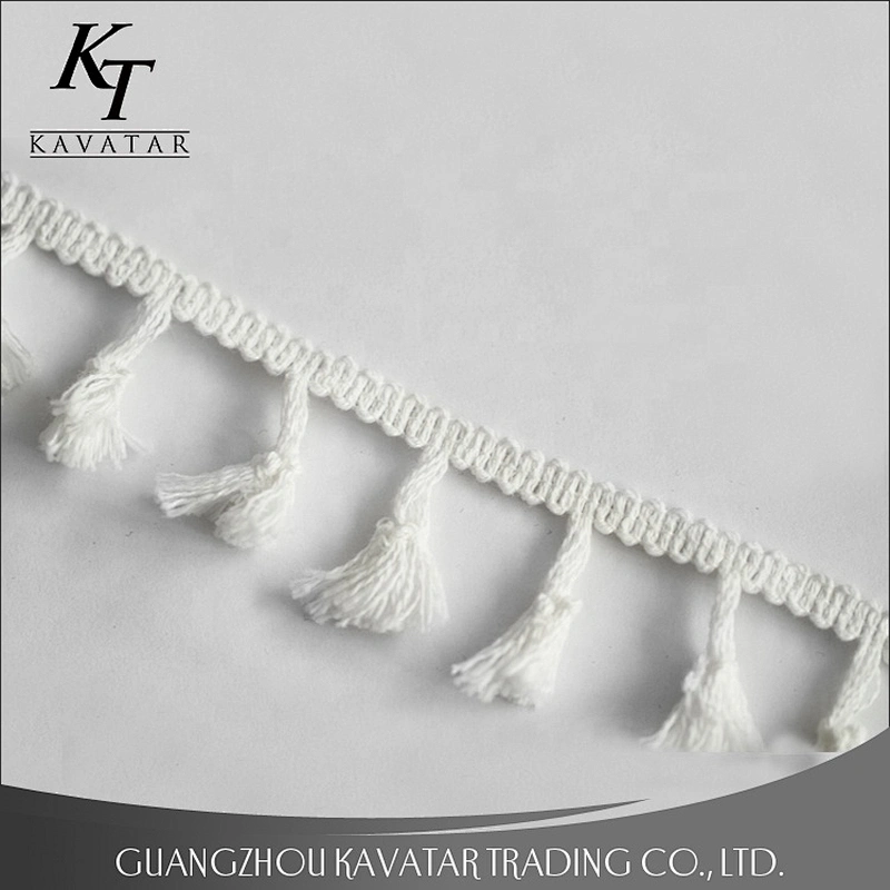 Kavatar Wholesale Customized Pure White Tassel Fringe For Garment Accessoires