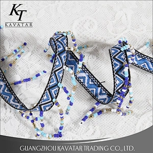 New Style Colorful Beaded Tassel Fringe With Jacquard Tape