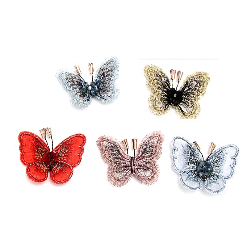 Christmas Cherry Flower Decorative Sew on Rhinestone Beaded Patches Wholesale patches for clothing