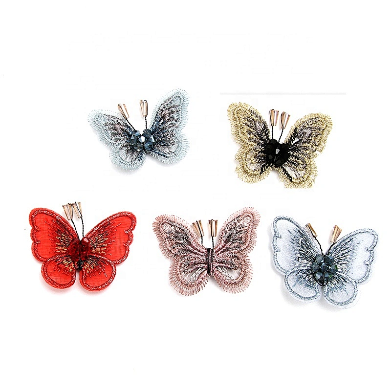 Christmas Cherry Flower Decorative Sew on Rhinestone Beaded Patches Wholesale patches for clothing