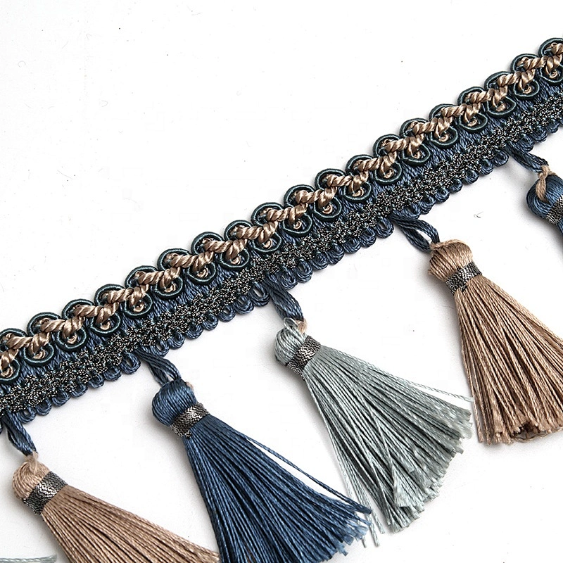 Wholesale Hstock goods tassel and beaded fringe for curtain decoration igh Quality Curtain Tassel Garment