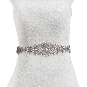 wholesale bling rhinestone trim Sew on Hot-fix bodice applique white wedding dress Crystal belt for Bridal Dress  Accessories