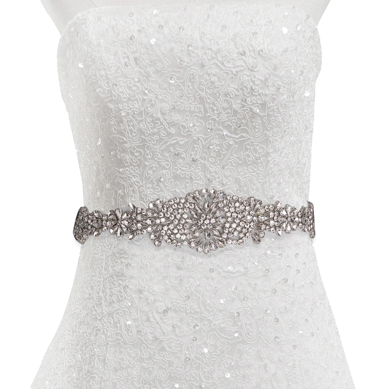 wholesale bling rhinestone trim Sew on Hot-fix bodice applique white wedding dress Crystal belt for Bridal Dress  Accessories