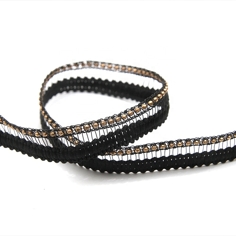 Wholesale Chain lace trim beaded 1.2 cm Sew-On lace trim Polyester Lace trimmings for clothes  Accessories  Cotton