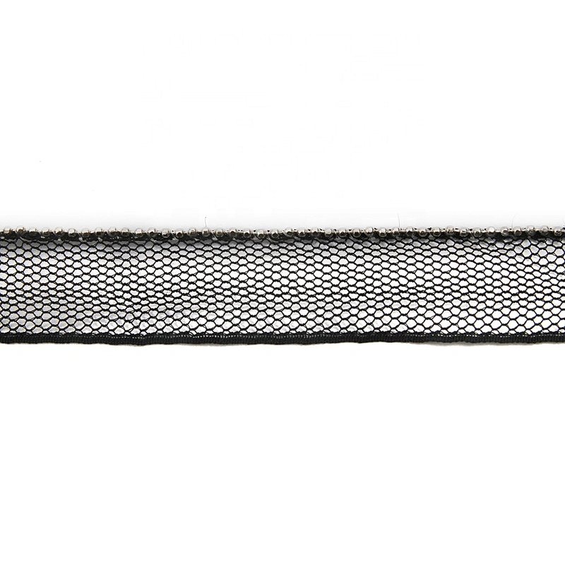 Wholesale Chain lace trim beaded 1.3 cm Sew-On lace trim Polyester net mesh Lace trimmings for clothes  Accessories