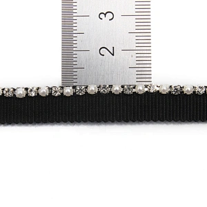 Wholesale Chain lace trim Rhinestone 1.1 cm Sew-On  elastic lace trim Woven tape pearl lace Accessories trimmings for dresses