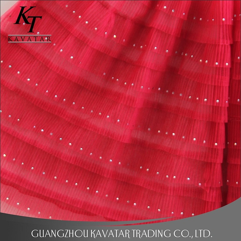 Wholesale Luxury Ruffles Layered Mesh Sequin Pink Lace fabrics For Bridal Dress african lace fabric