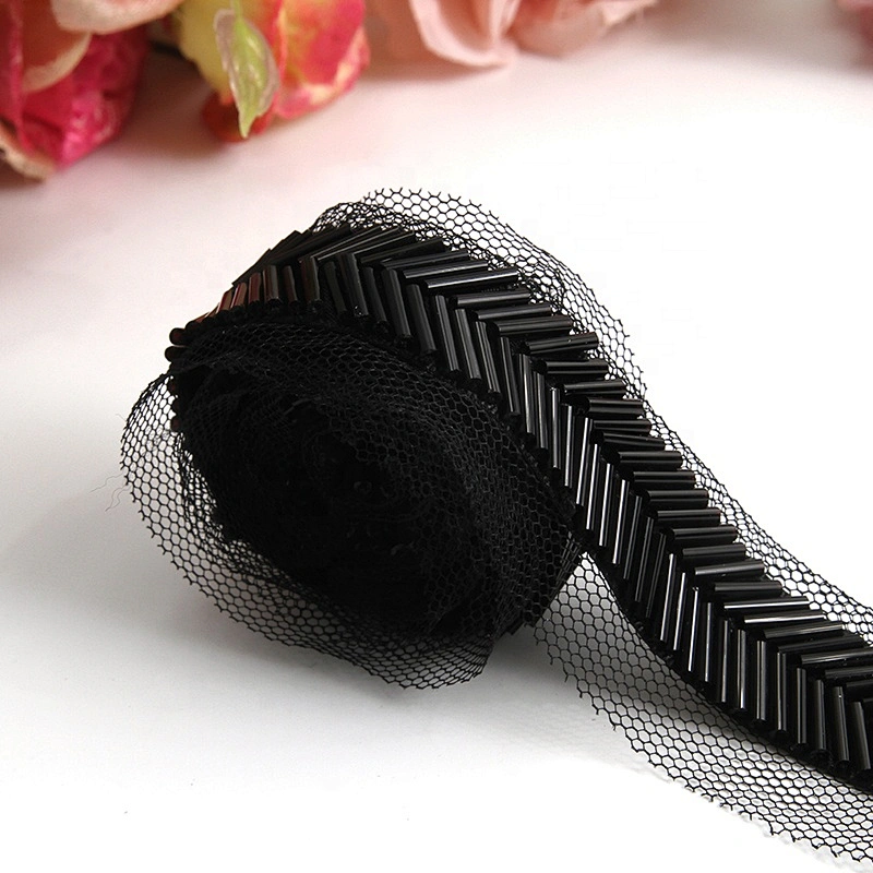 Wholesale beaded trim rhinestone pearl handmade lace trim