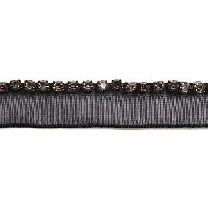 Wholesale Chain lace trim rhinestone 1 cm Sew-On lace trim Polyester net mesh Lace trimmings for clothes  Accessories