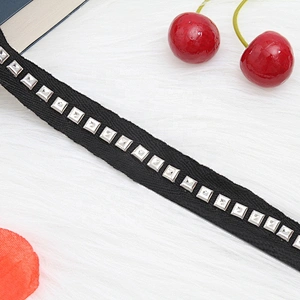 beaded ribbon trim fabric diy handmade costume dress sewing Design Lace Trims Studs Bead Rivets Triming