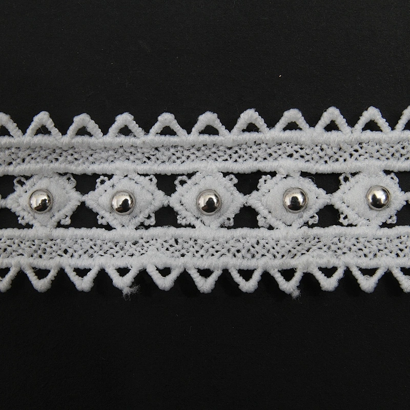 Wholesale 2.7cm Size Studs trim ribbon diy handmade costume dress sewing bead lace trim Design Rivets Trims
